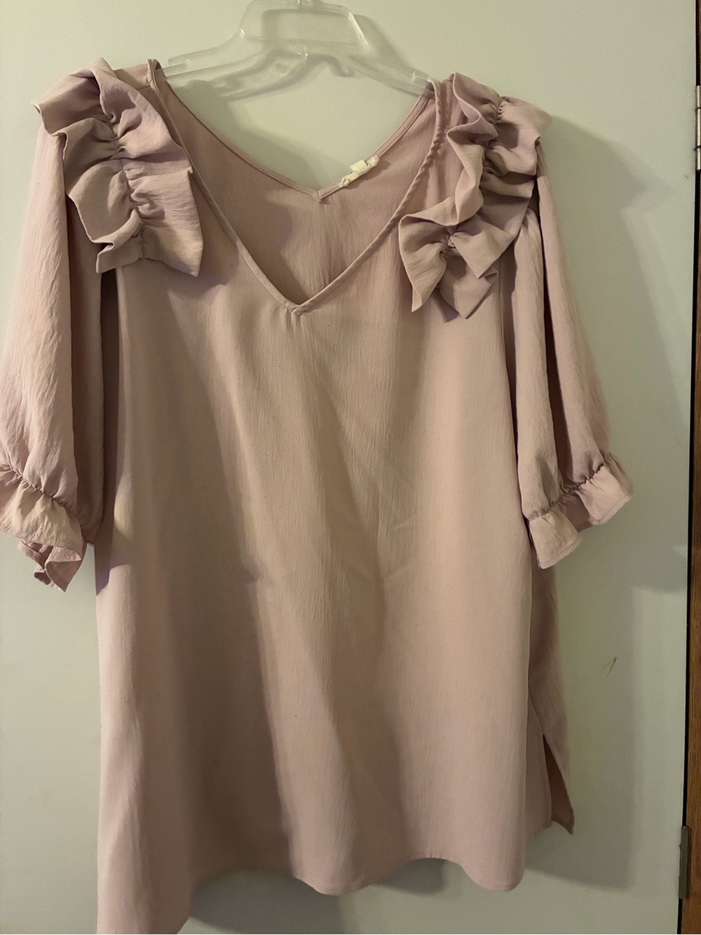 ODDY Pale Pink Ruffle-Trim Blouse